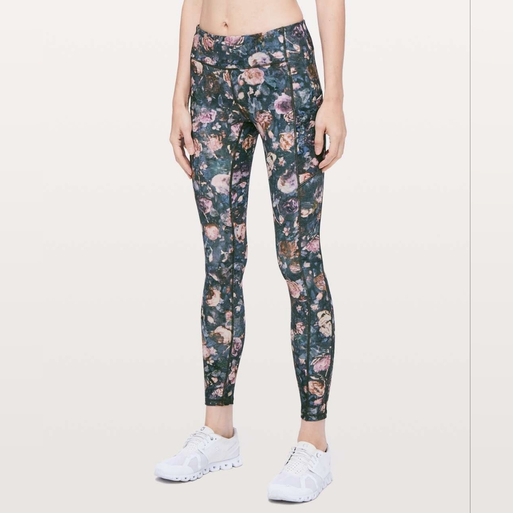 Lululemon Speed Up Tight Frosted Rose Multi Floral Leggings Size 4 Gray Pink
